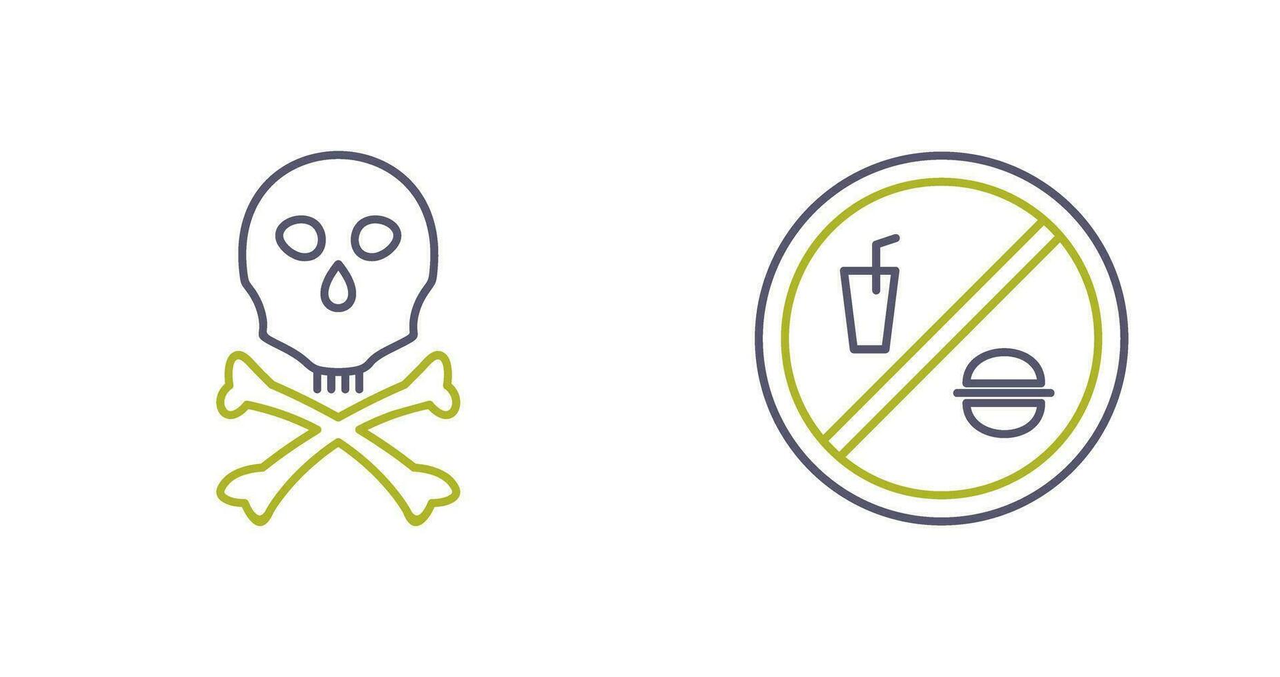 dood teken en Nee voedingsmiddelen of drinken icoon vector