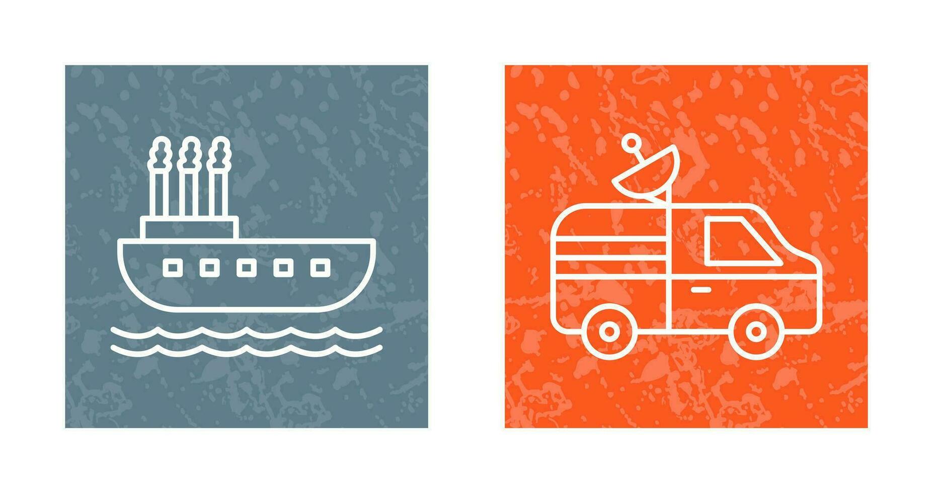 stoomboot en nieuws busje icoon vector