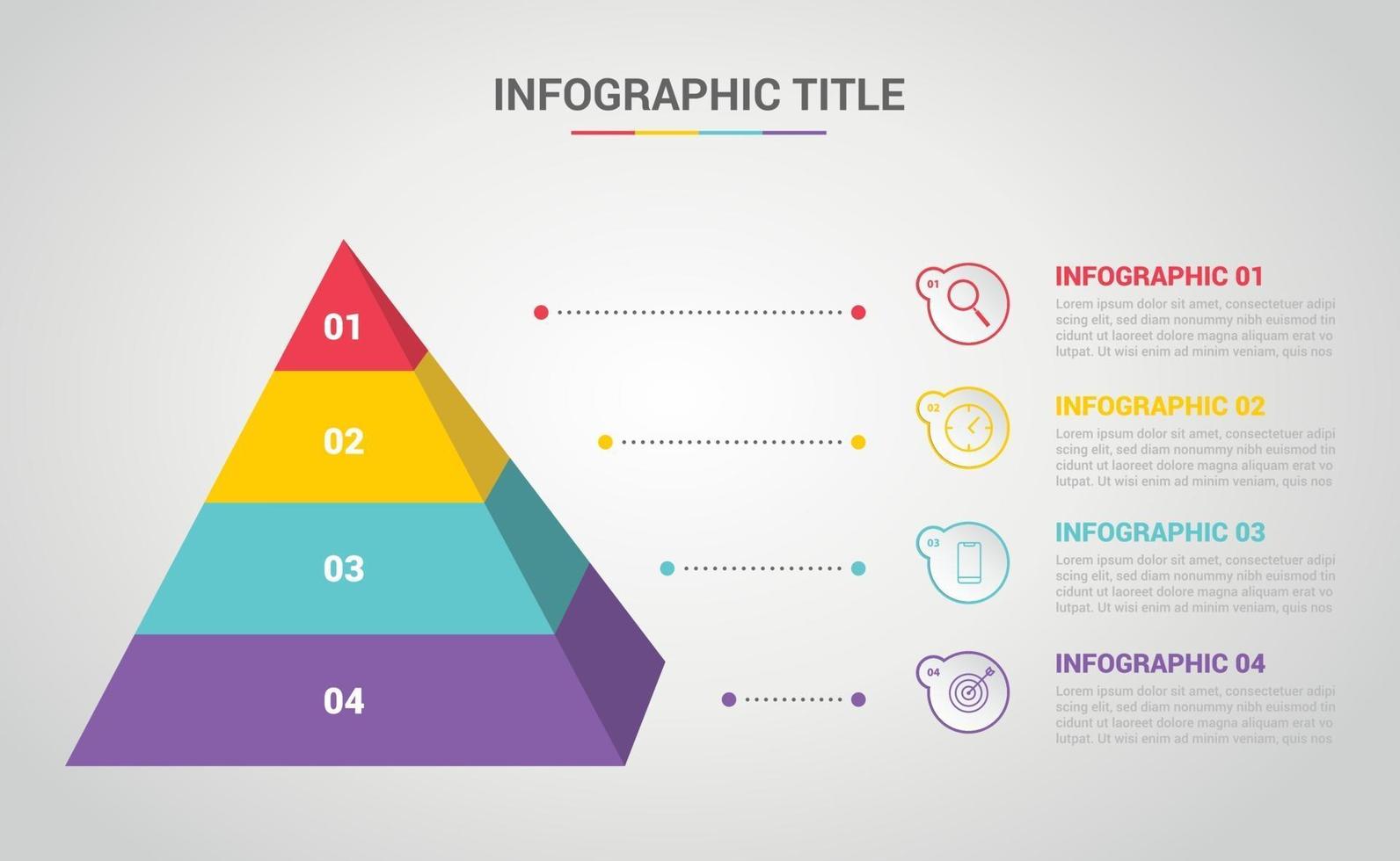 3D-piramide infographic sjabloon met 4 stappen of proces voor banners vector