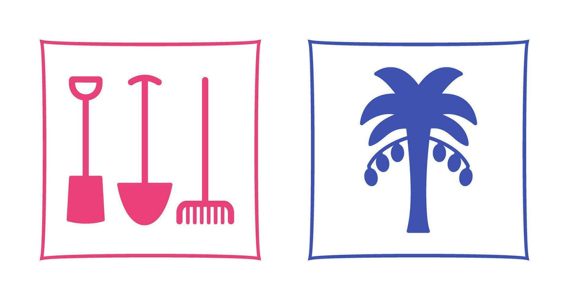 tuinieren gereedschap en palm boom icoon vector