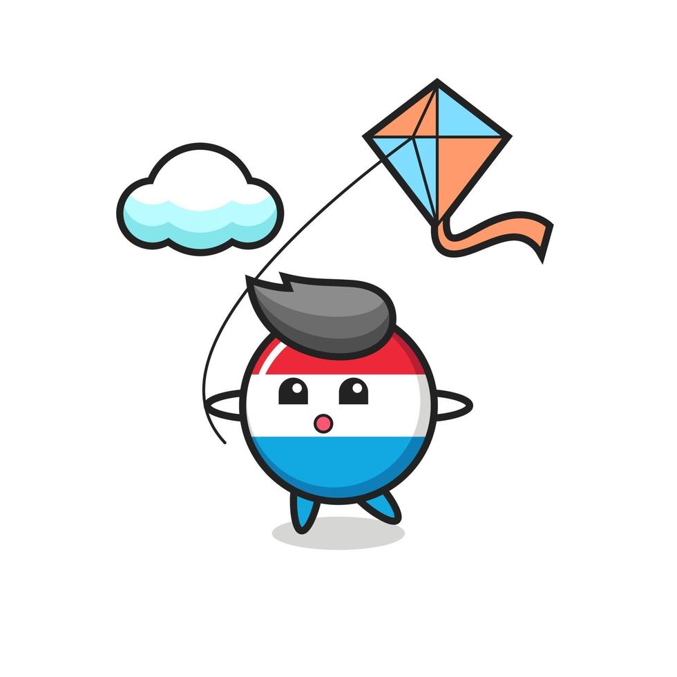 luxemburg vlag badge mascotte illustratie speelt vlieger vector