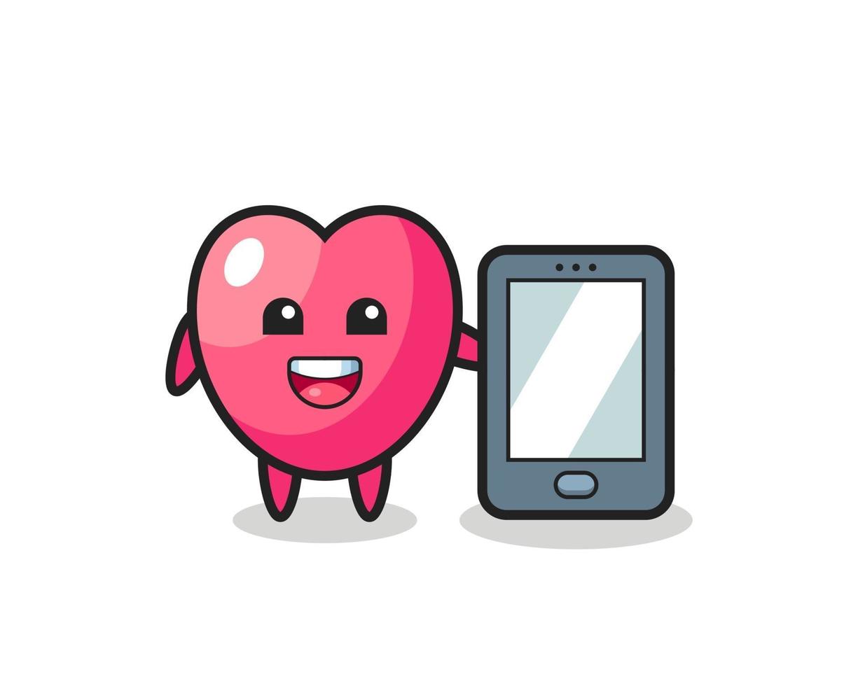 hart symbool illustratie cartoon met een smartphone vector