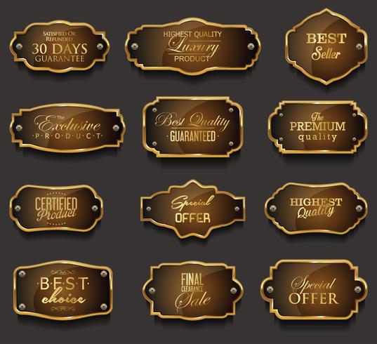 Luxe premium gouden insignes en labels vector