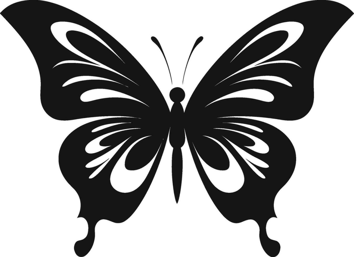 bevallig fladderen zwart vlinder embleem monochroom schoonheid vlinder icoon in zwart vector