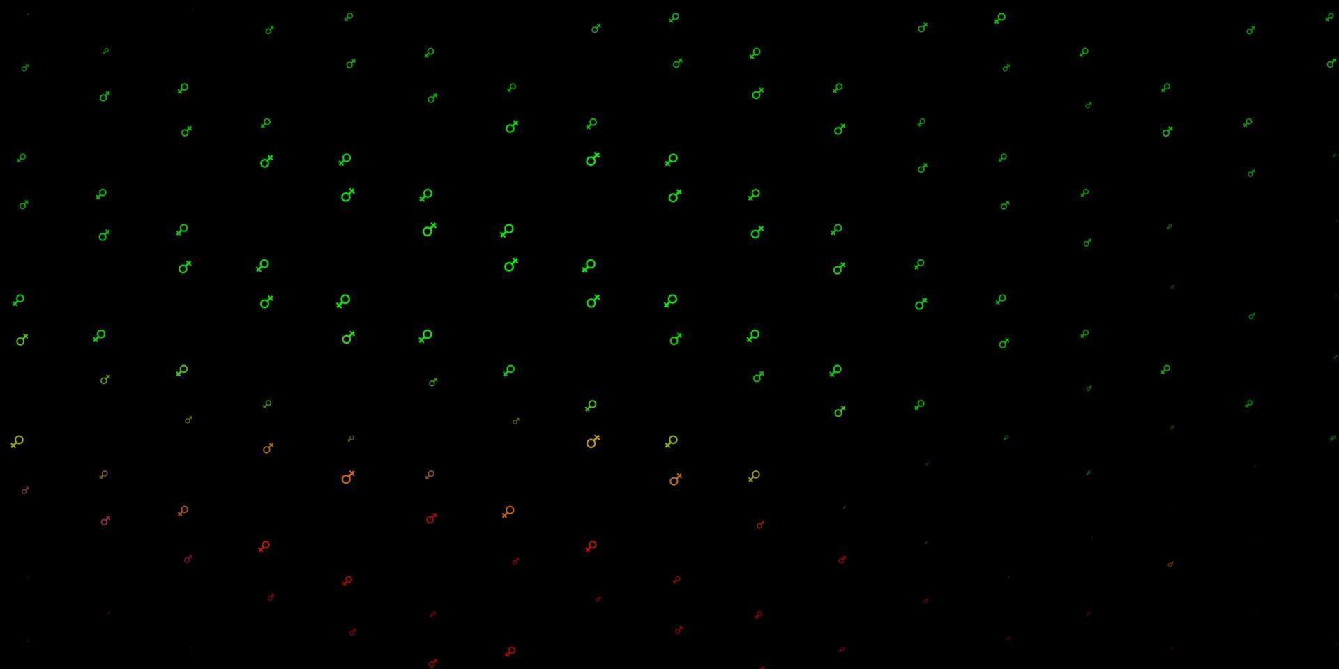 donkergroene, rode vectorachtergrond met vrouwensymbolen. vector