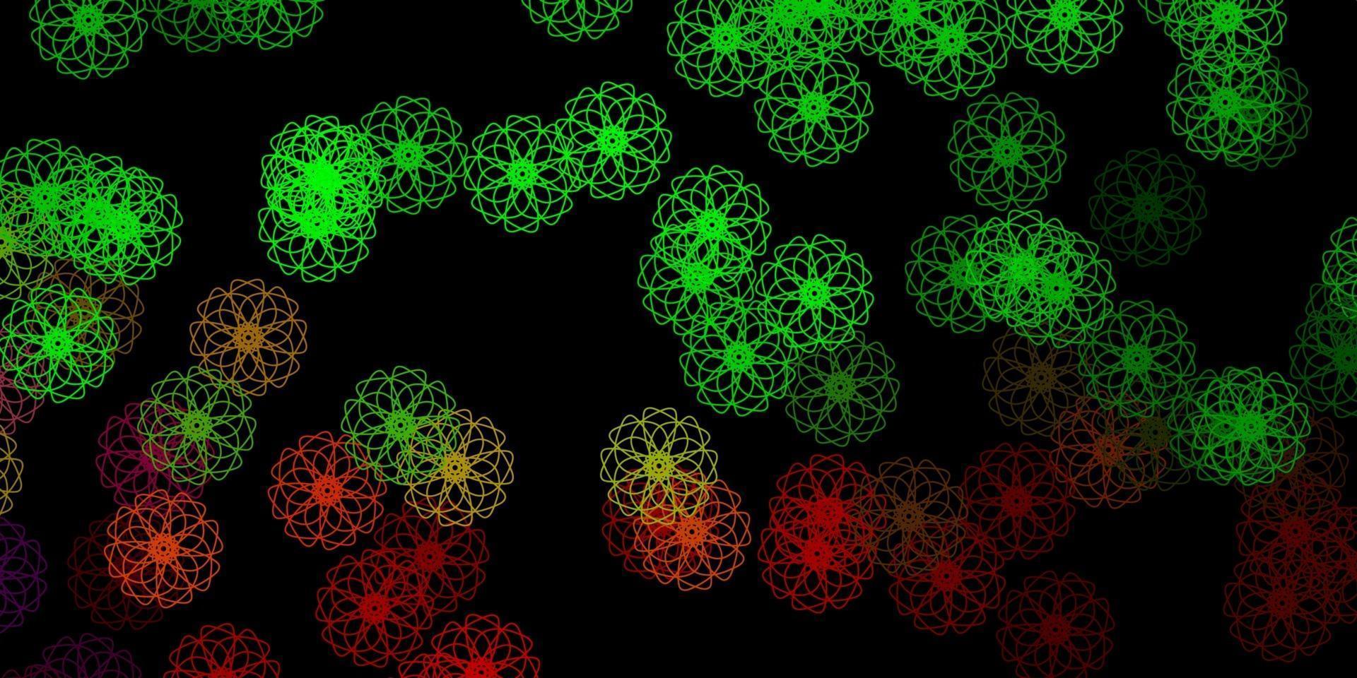 donkergroen, rood vector sjabloon met abstracte vormen.