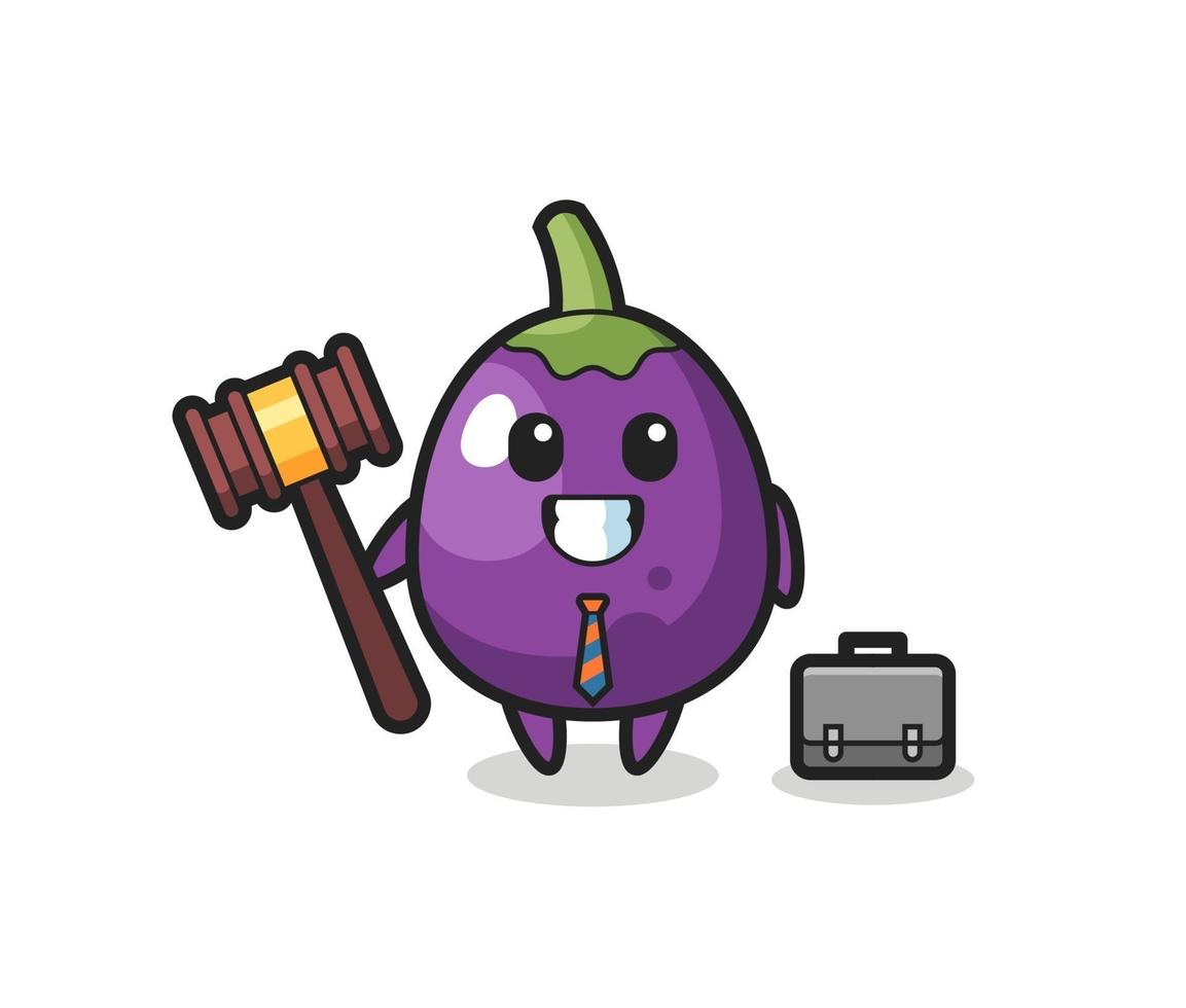 illustratie van aubergine mascotte als advocaat vector