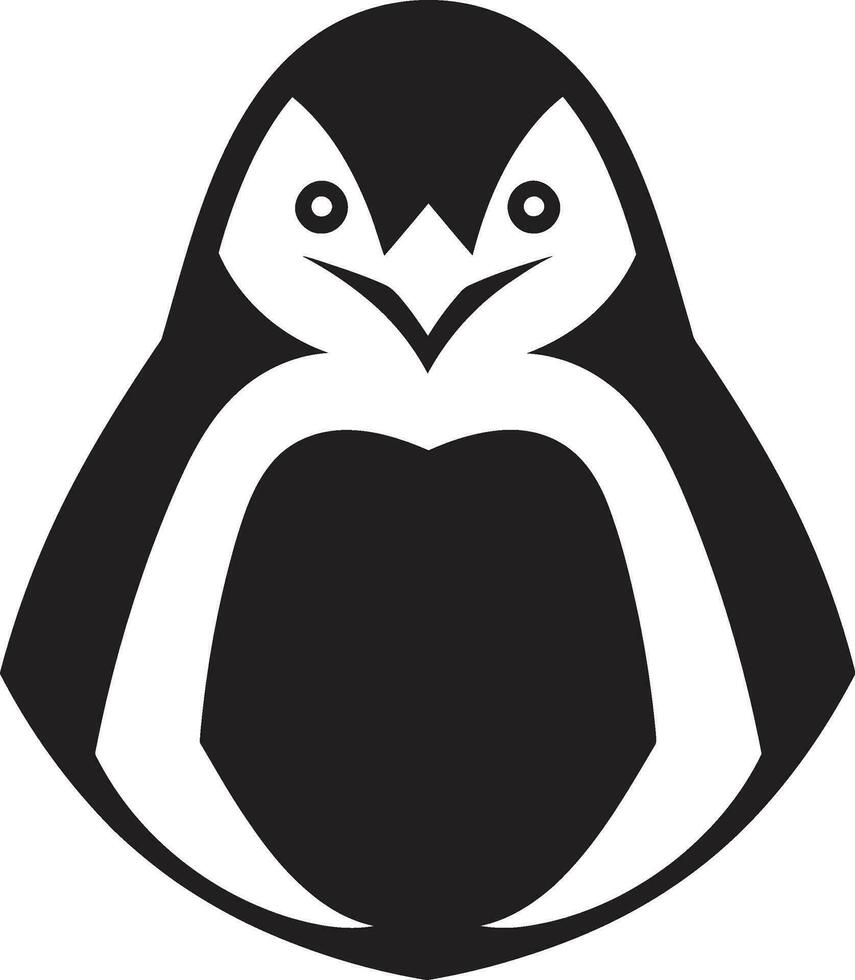 gebeeldhouwd genade in geluid zwart pinguïn embleem monochromatisch majesteit pinguïn symbool in de ijs vector