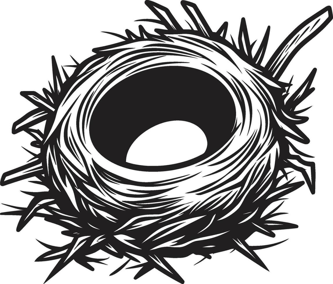 nest van elegantie noir vogel nest logo zwart vector vogel nest een monochroom heiligdom