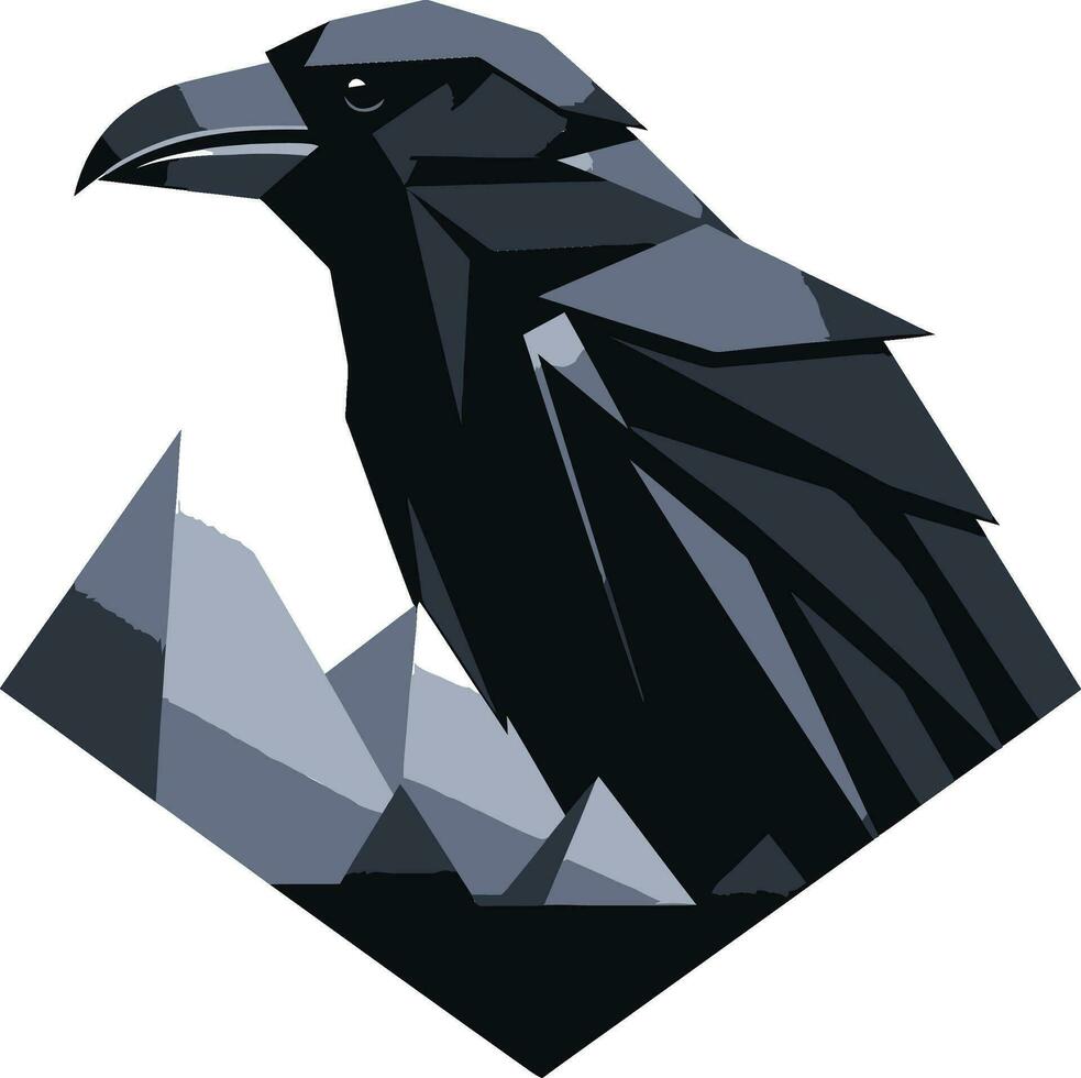 modern vogel insigne van uitmuntendheid abstract zwart kraai vector icoon