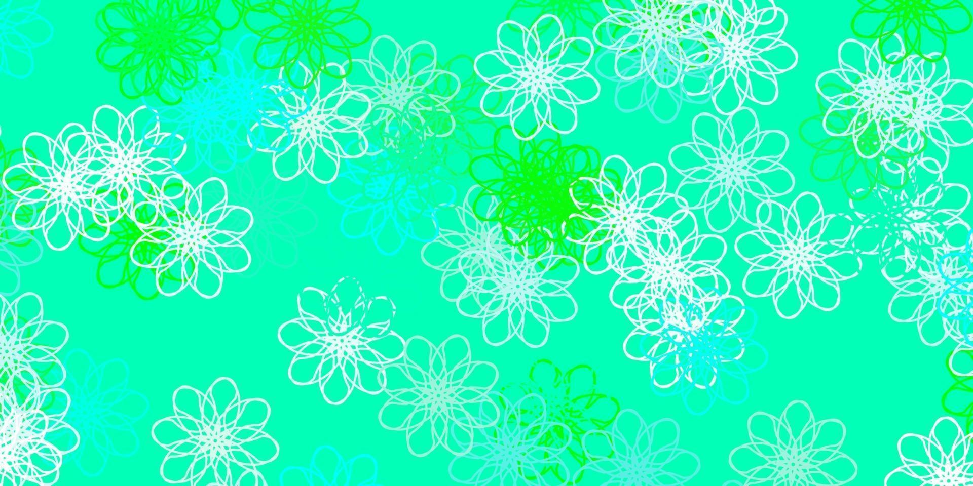 lichtgroene vector doodle achtergrond met bloemen.