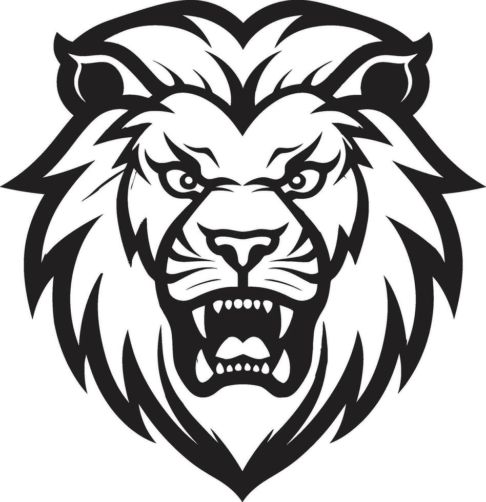 woest genade zwart leeuw icoon in vector de kunst van macht jacht- meesterschap zwart leeuw logo de achtervolging van uitmuntendheid