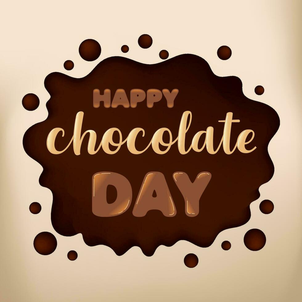 chocola dag poster. chocola brieven, verspreiden chocola, hart vormig snoep. zwart en melkachtig. vector illustratie