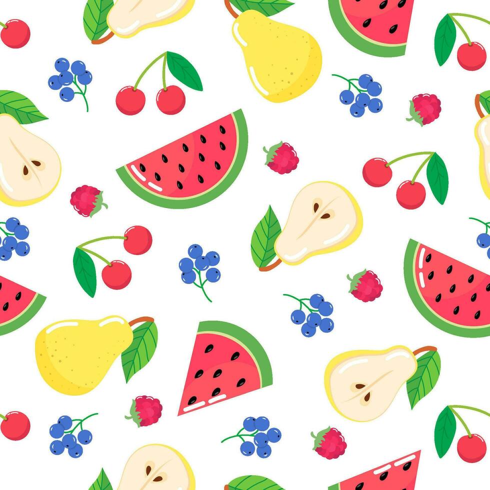 fruit en bessen. naadloos patroon. vector afbeelding. voor het drukken Aan stoffen, papier kopjes, omhulsel papier, telefoon gevallen. voor partij