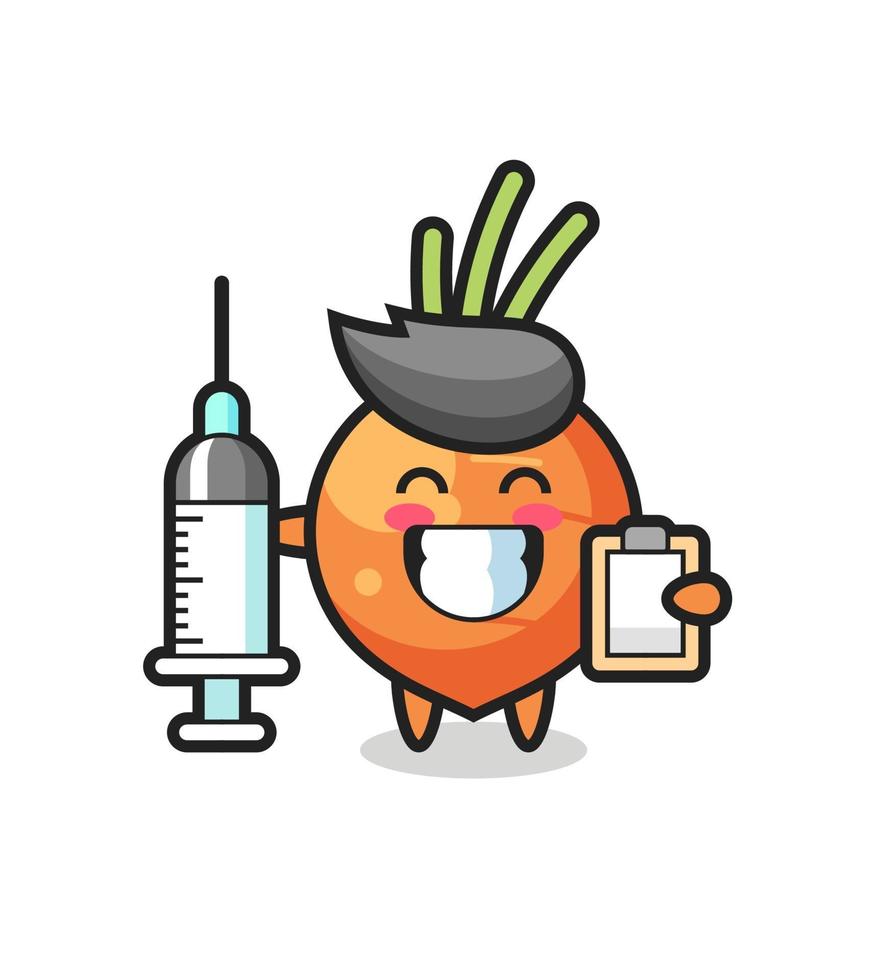 mascotteillustratie van wortel als dokter vector