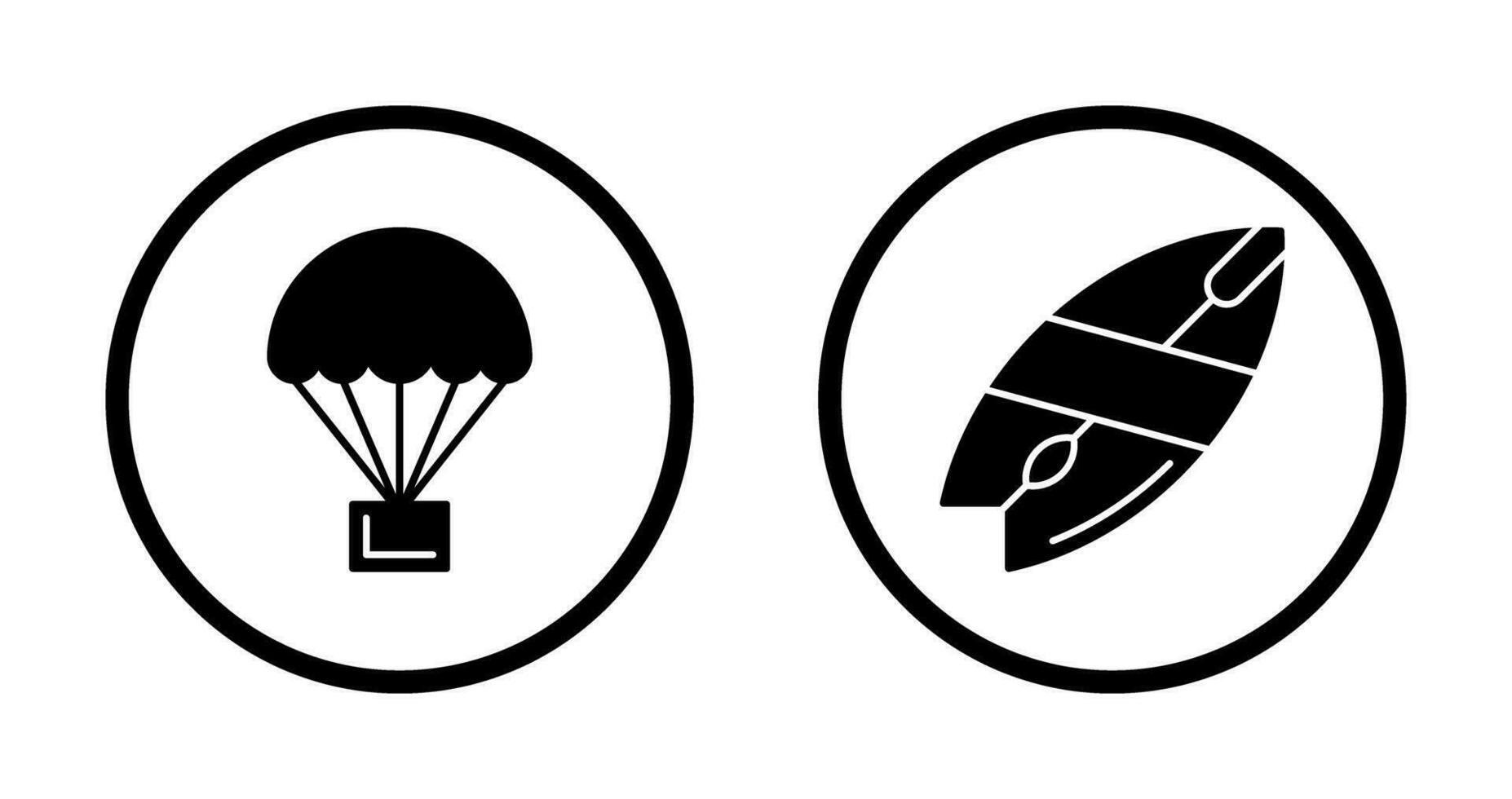 parachute en surfboard icoon vector