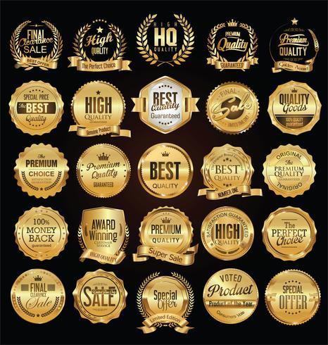 Luxe premium gouden insignes en labels vector