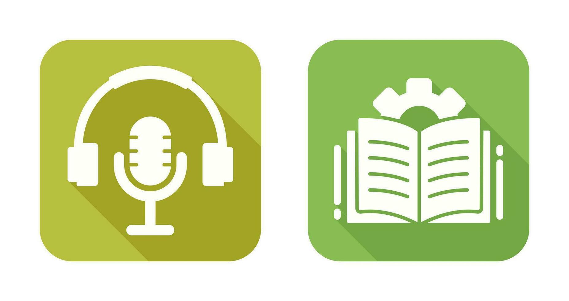 podcast en Open boek icoon vector