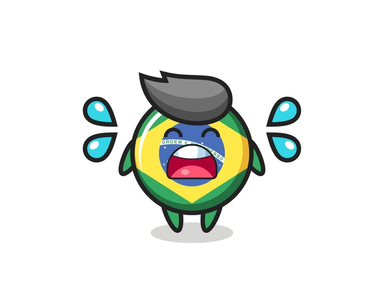 braziliaanse vlag badge cartoon afbeelding met huilend gebaar vector