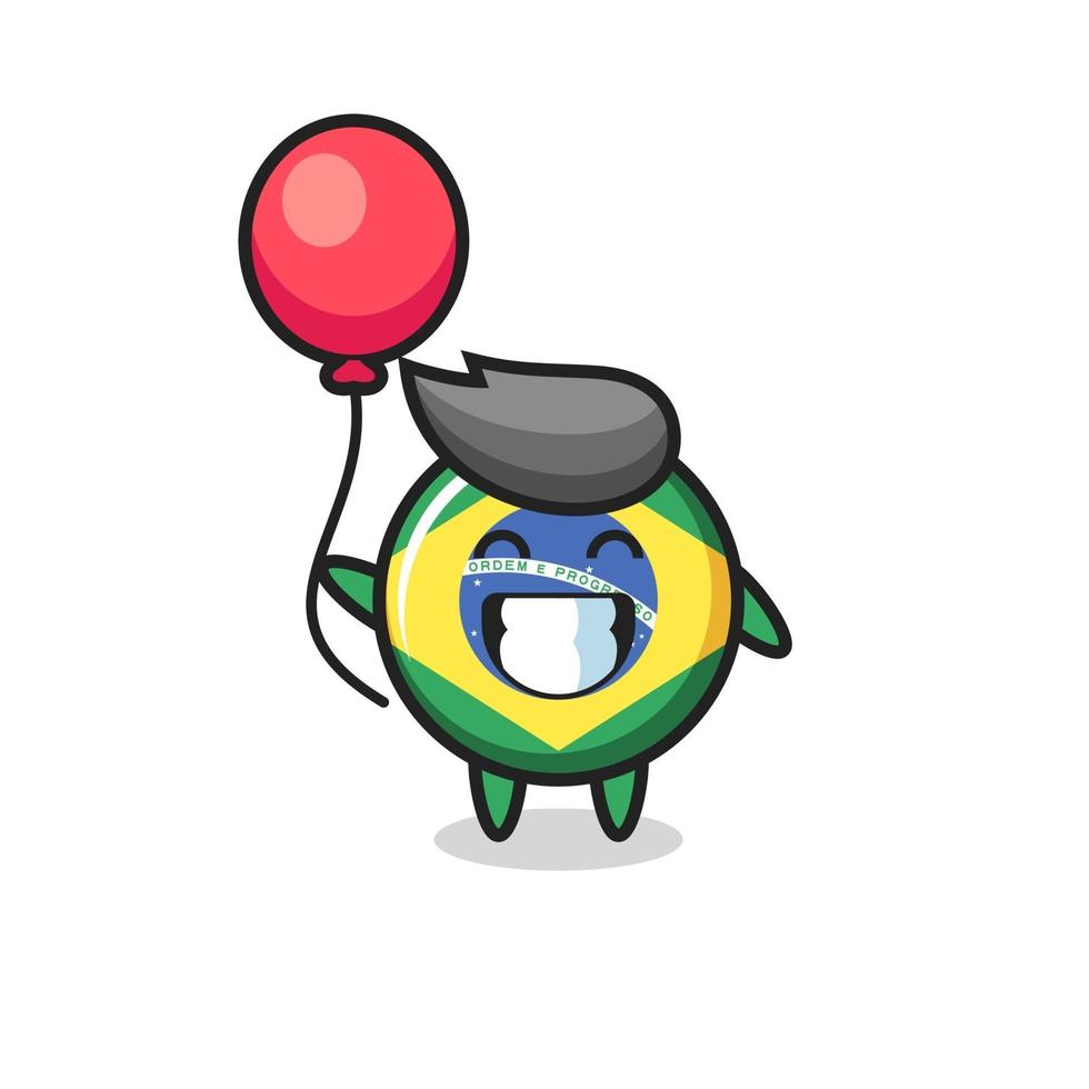 brazilië vlag badge mascotte illustratie speelt ballon vector