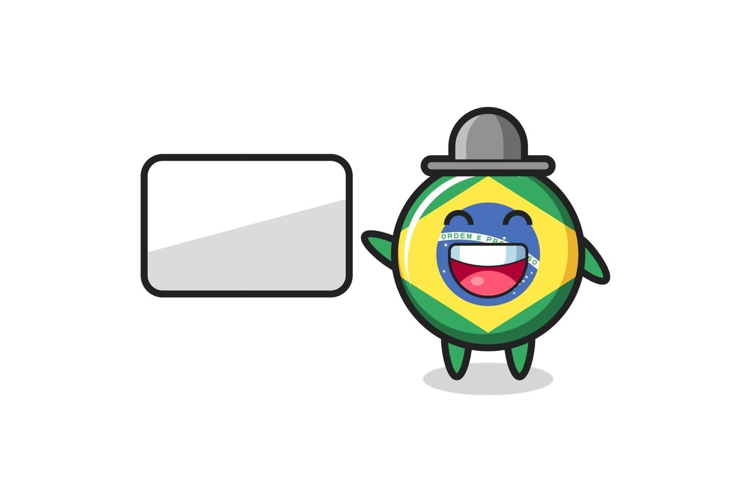 braziliaanse vlag badge cartoon afbeelding doet een presentatie vector