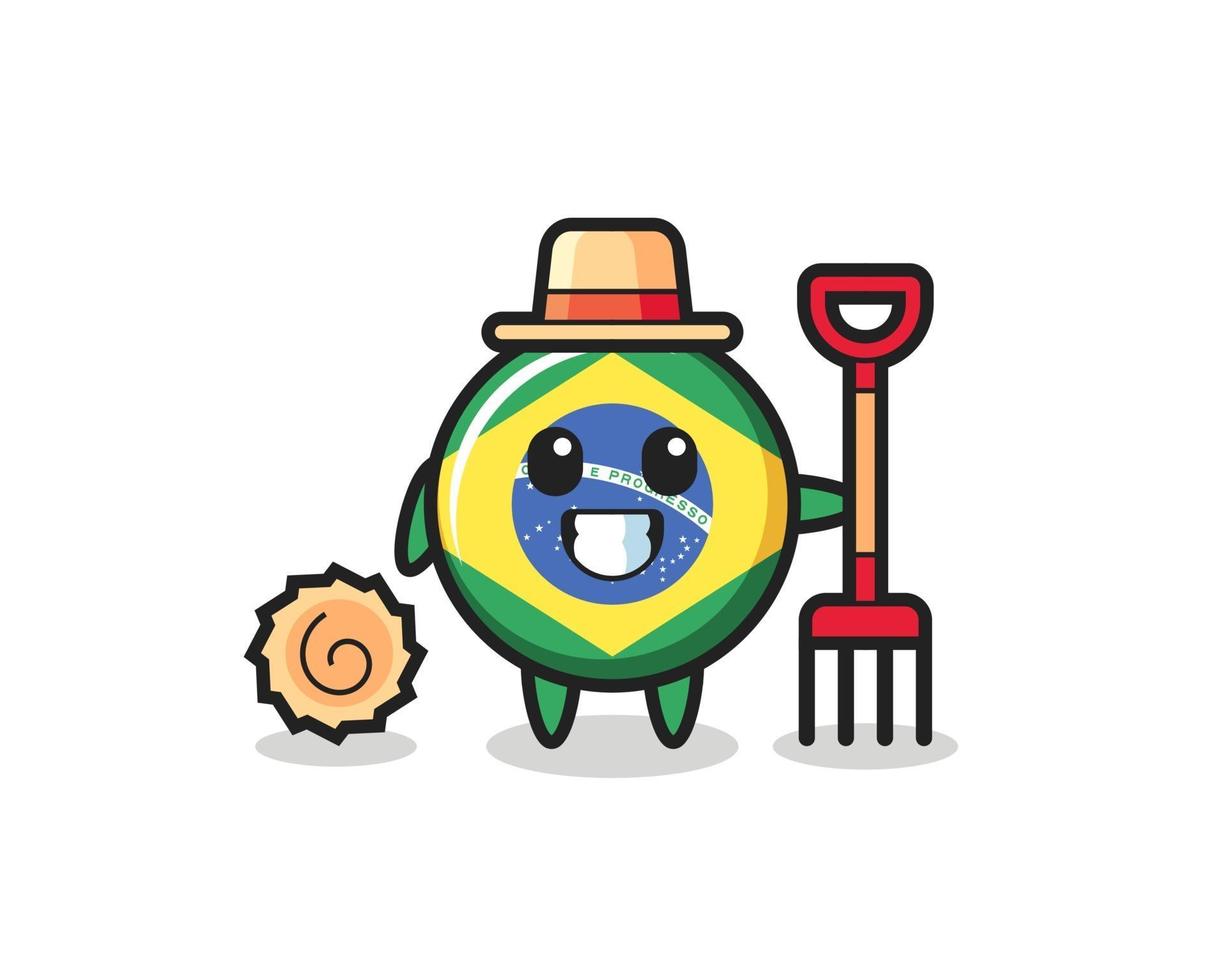 mascottekarakter van de vlag van Brazilië als boer vector