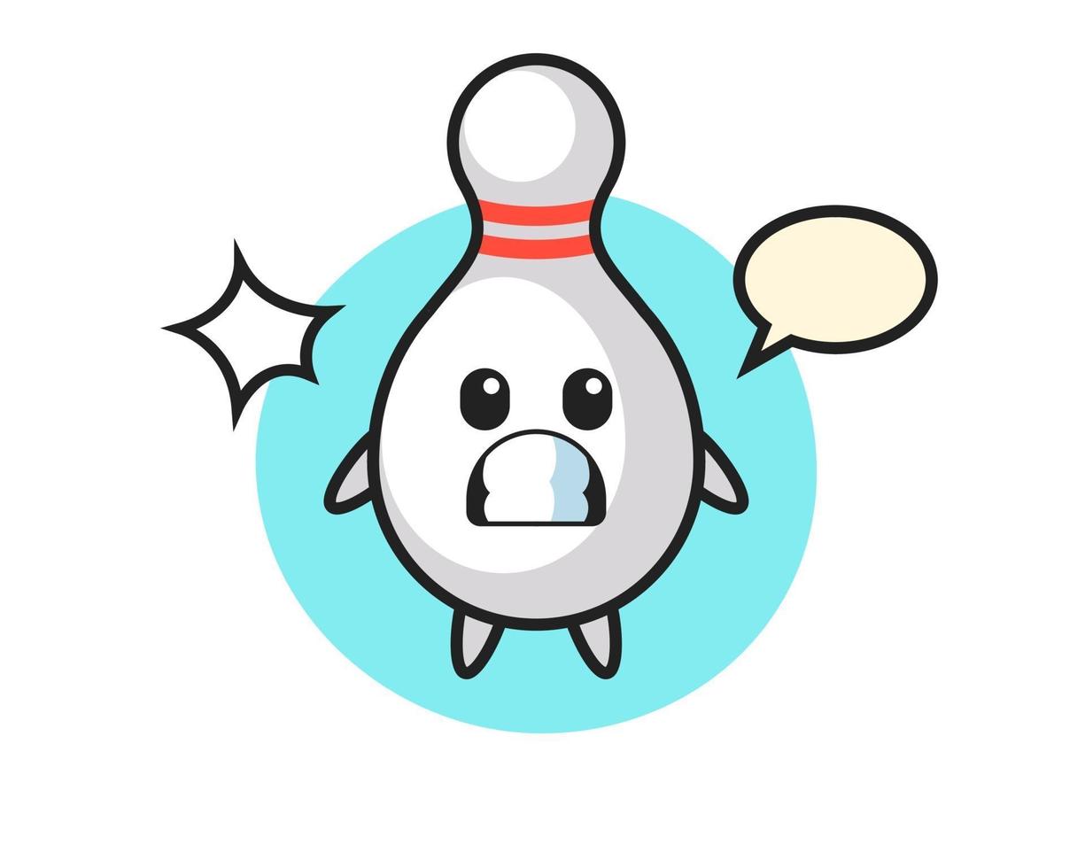 bowling pin karakter cartoon met geschokt gebaar vector