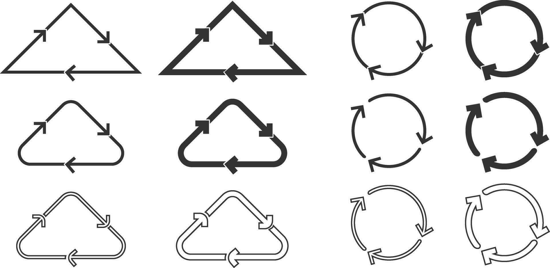 recycle icoon reeks geïsoleerd Aan wit achtergrond. circulaire pijlen. vector