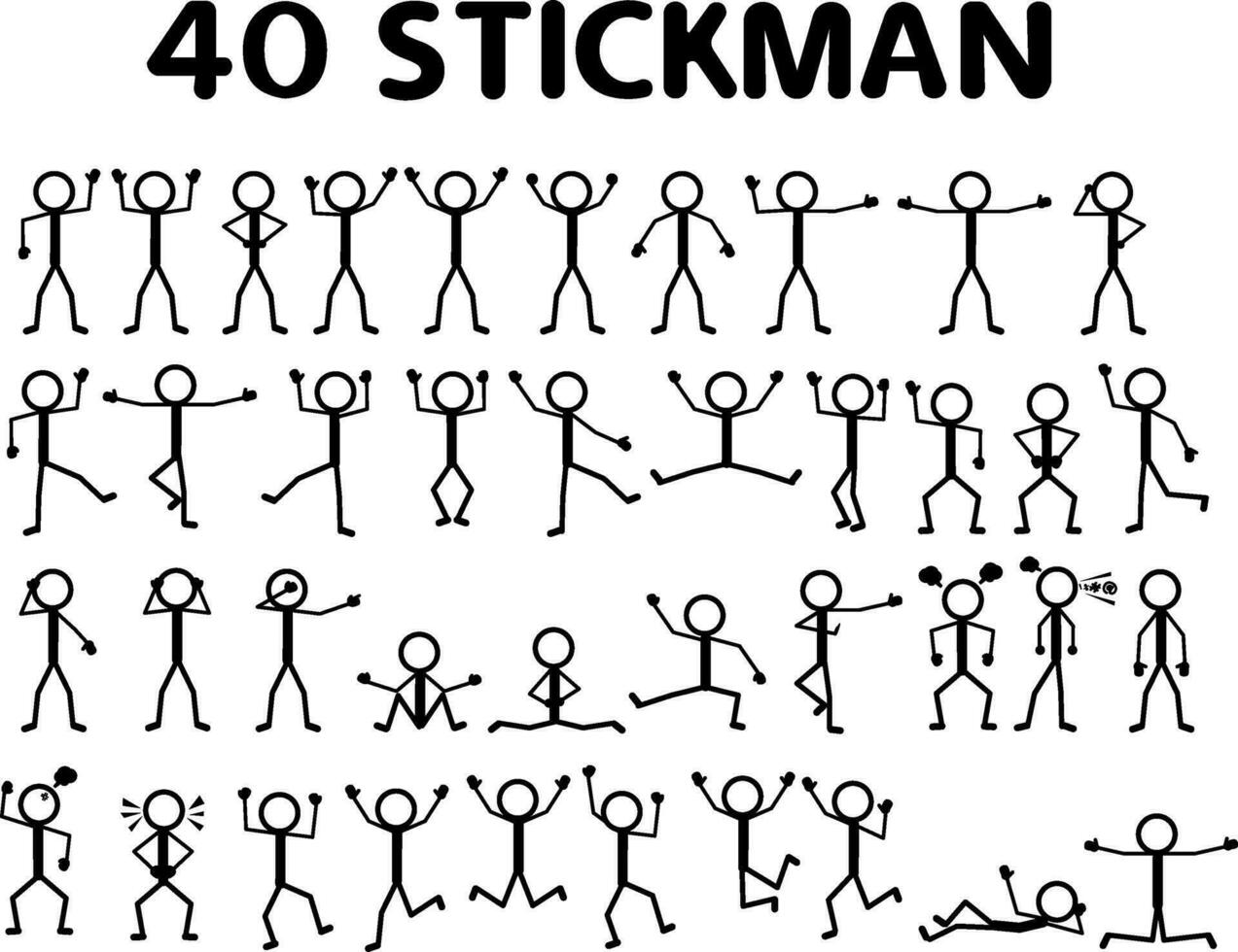 stok figuur set, pictogram, stokman. vector