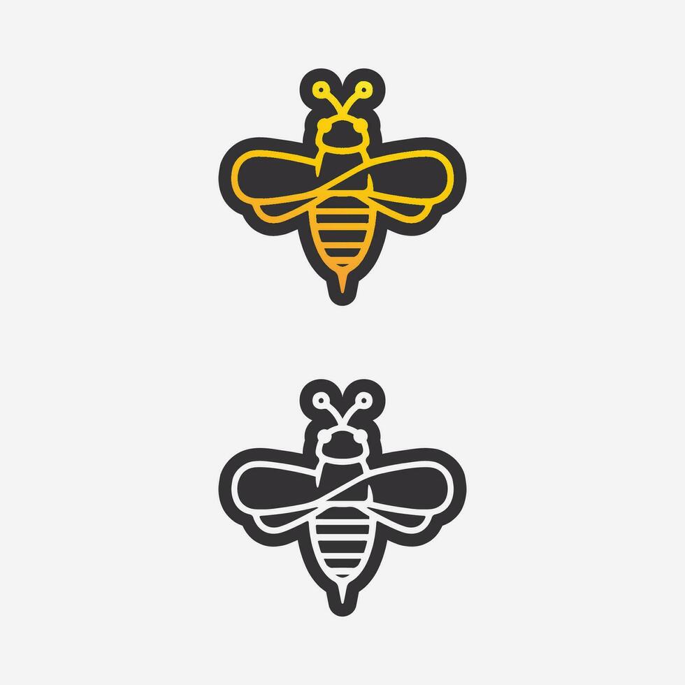 bij en honing logo vector ontwerp en insect dier illustratie