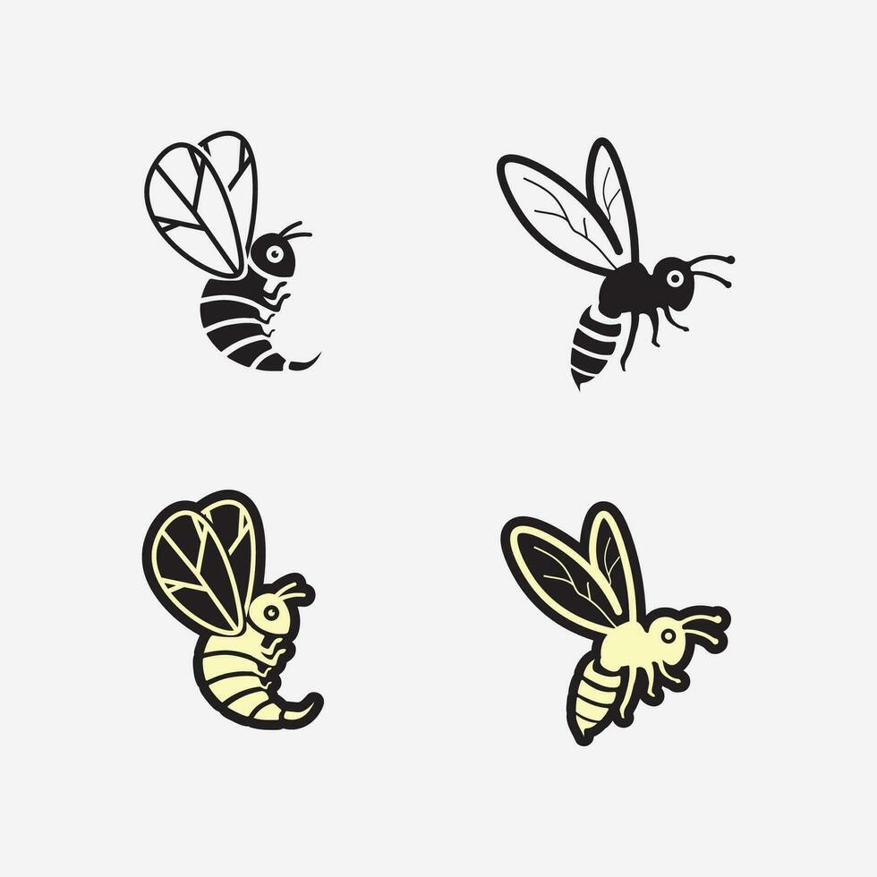 bij en honing logo vector ontwerp en insect dier illustratie