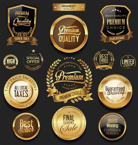 Luxe premium gouden insignes en labels vector