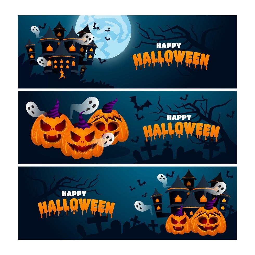 happy halloween banner set vector