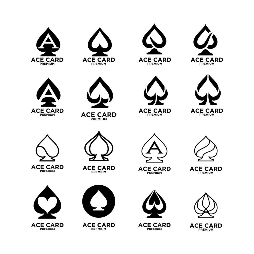 set collectie premium aas kaart zwart vector logo pictogram ontwerp