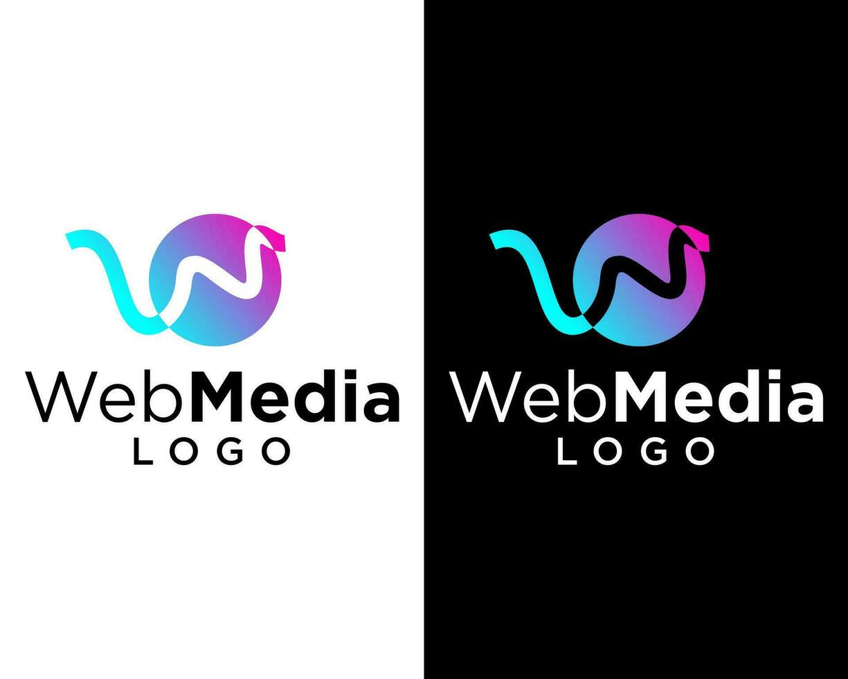 brief w monogram media logo ontwerp. vector