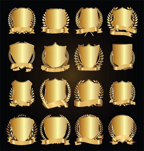 Luxe premium gouden insignes en labels vector