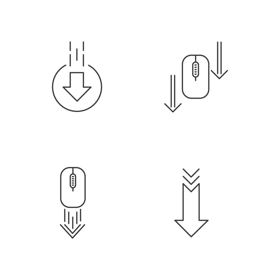 computermuis en pijlpunten pixel perfecte lineaire iconen set vector