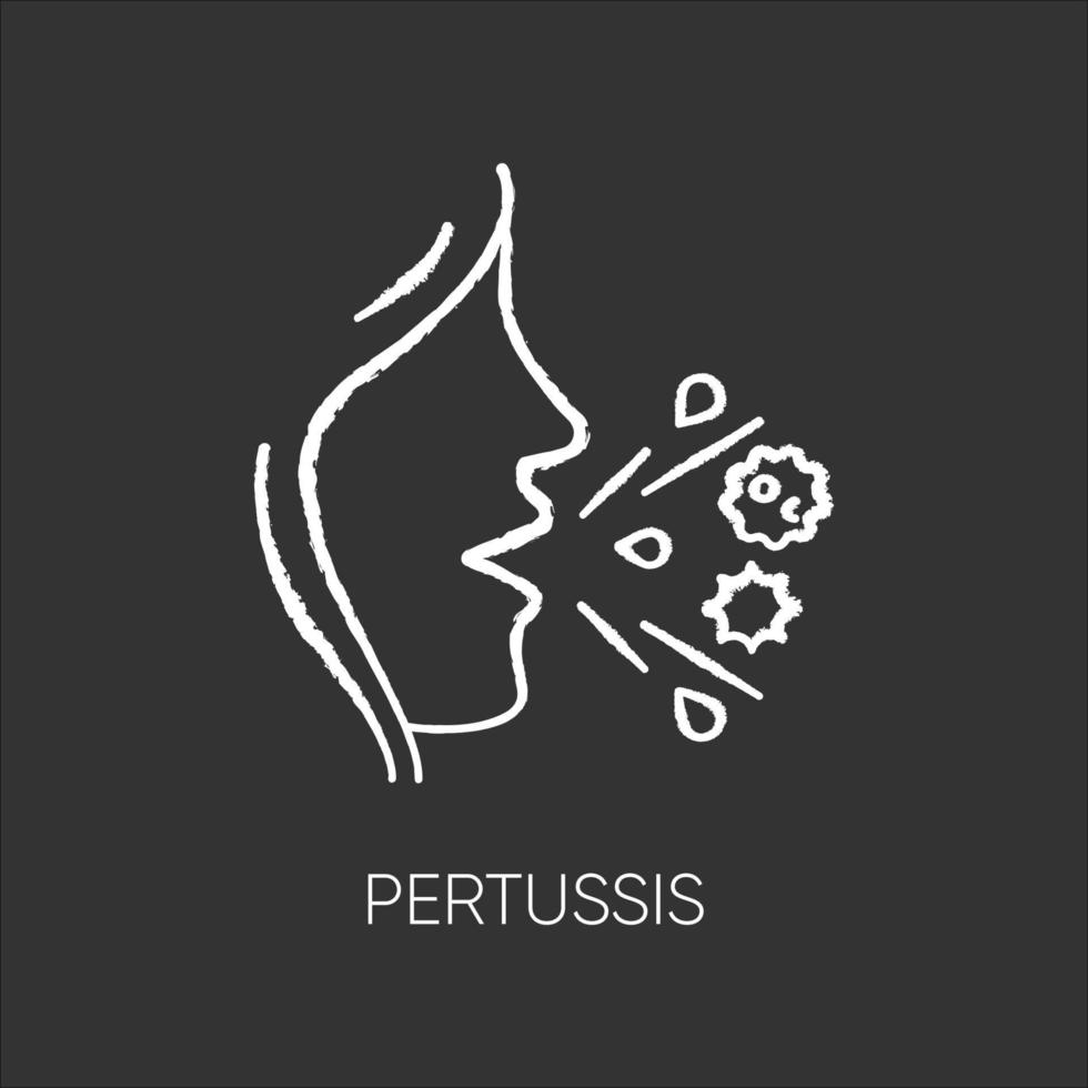 pertussis krijt wit pictogram op zwarte achtergrond vector