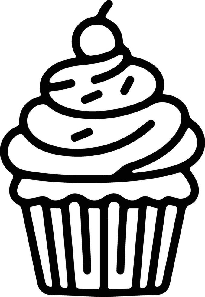 cupcakes logo in vlak lijn kunst stijl vector