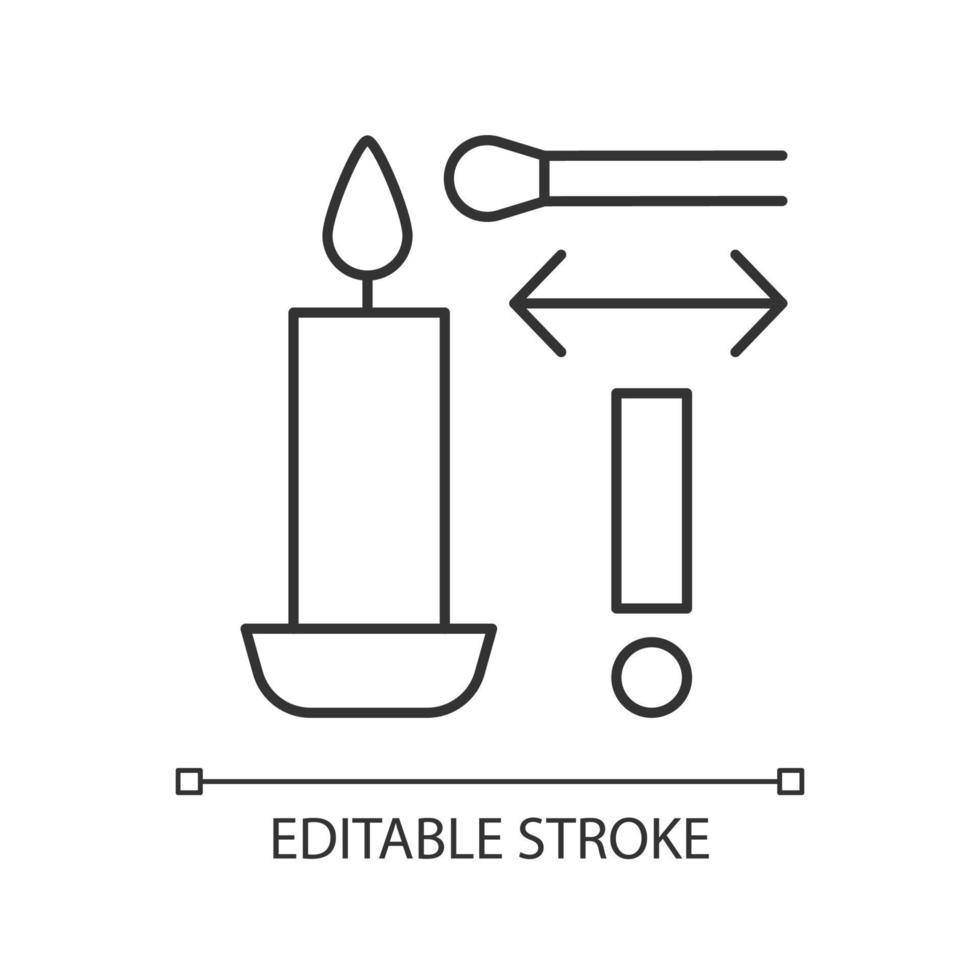 kaars aansteken met lineair handmatig labelpictogram met lange lucifer vector