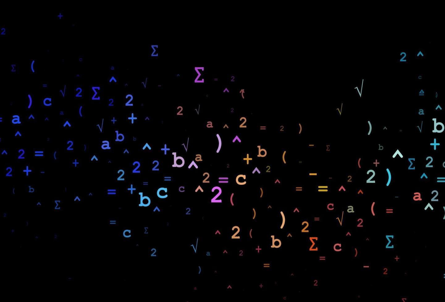 donkere veelkleurige, regenboog vector achtergrond met algebra elementen.