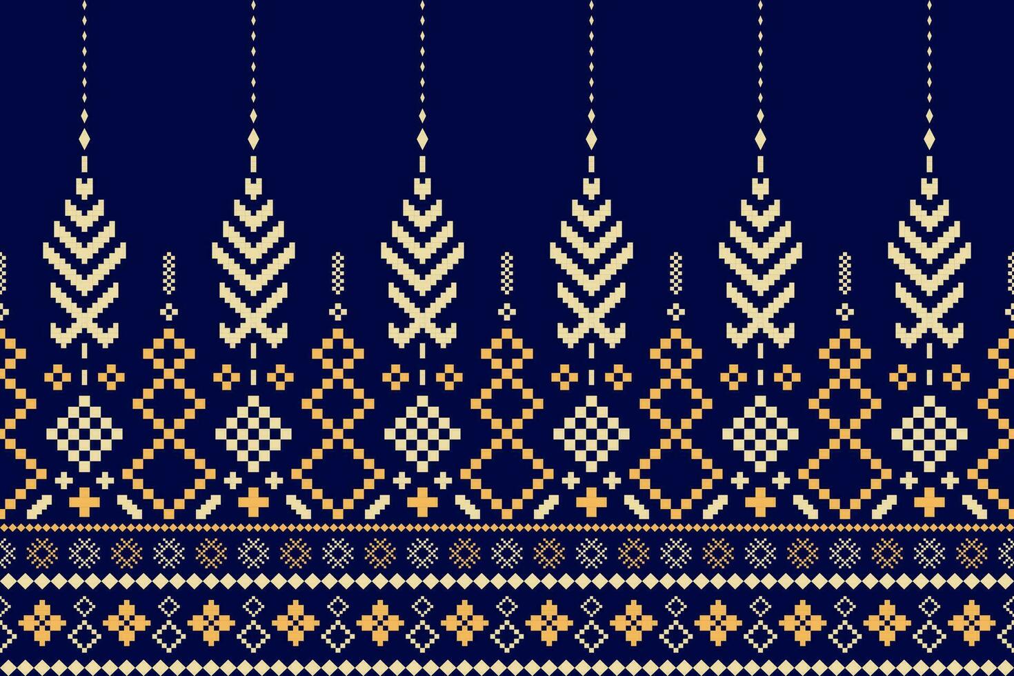 indigo marine blauw meetkundig traditioneel etnisch patroon ikat naadloos patroon grens abstract ontwerp voor kleding stof afdrukken kleding jurk tapijt gordijnen en sarong aztec Afrikaanse Indisch Indonesisch vector