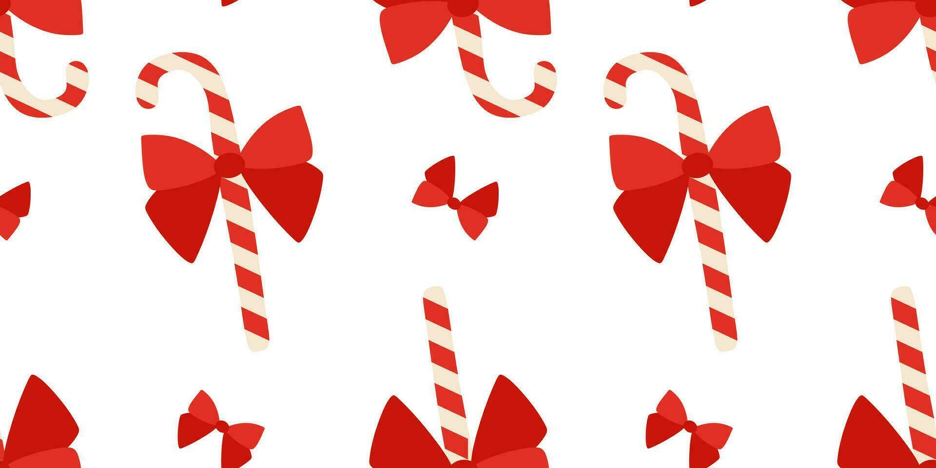 vector snoep wandelstokken met rood boog naadloos patroon. vlak stijl illustratie, Kerstmis vakantie achtergrond. zoet ontwerp elementen geïsoleerd Aan wit. omhulsel papier sjabloon, nieuw jaar decoratie.