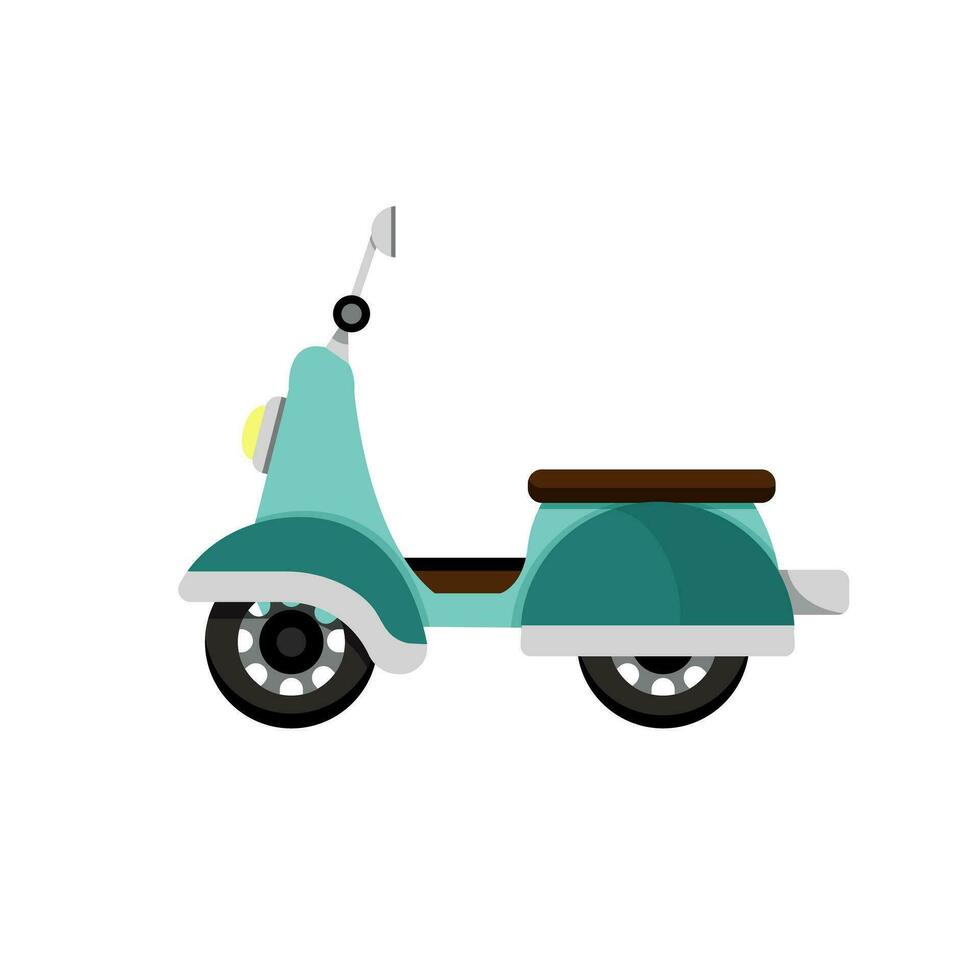 schattig motorfiets scooter geïsoleerd Aan wit achtergrond. vlak ontwerp icoon vector illustratie.
