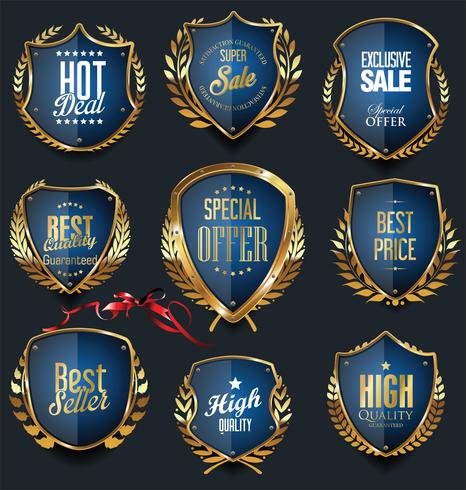 Luxe premium gouden insignes en labels vector