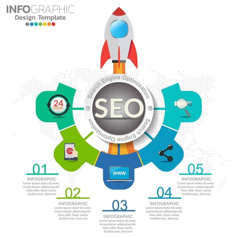 seo digitaal marketingconcept met pictogrammen. vector