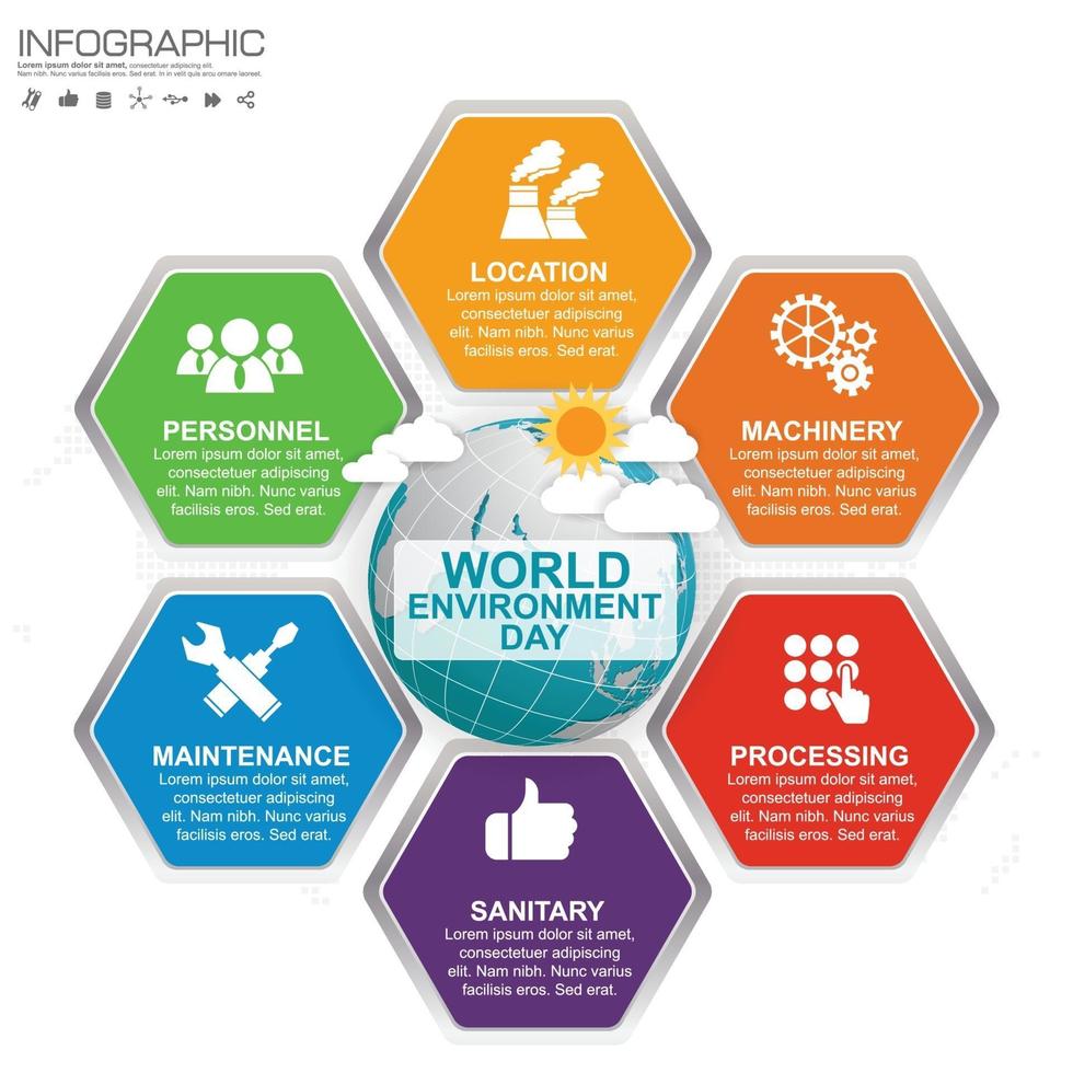 aardebol met infographic. wereld milieu dag concept. vector