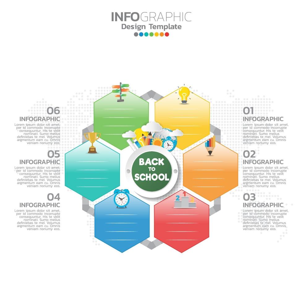 terug naar school infographic concept met pictogrammen. vector