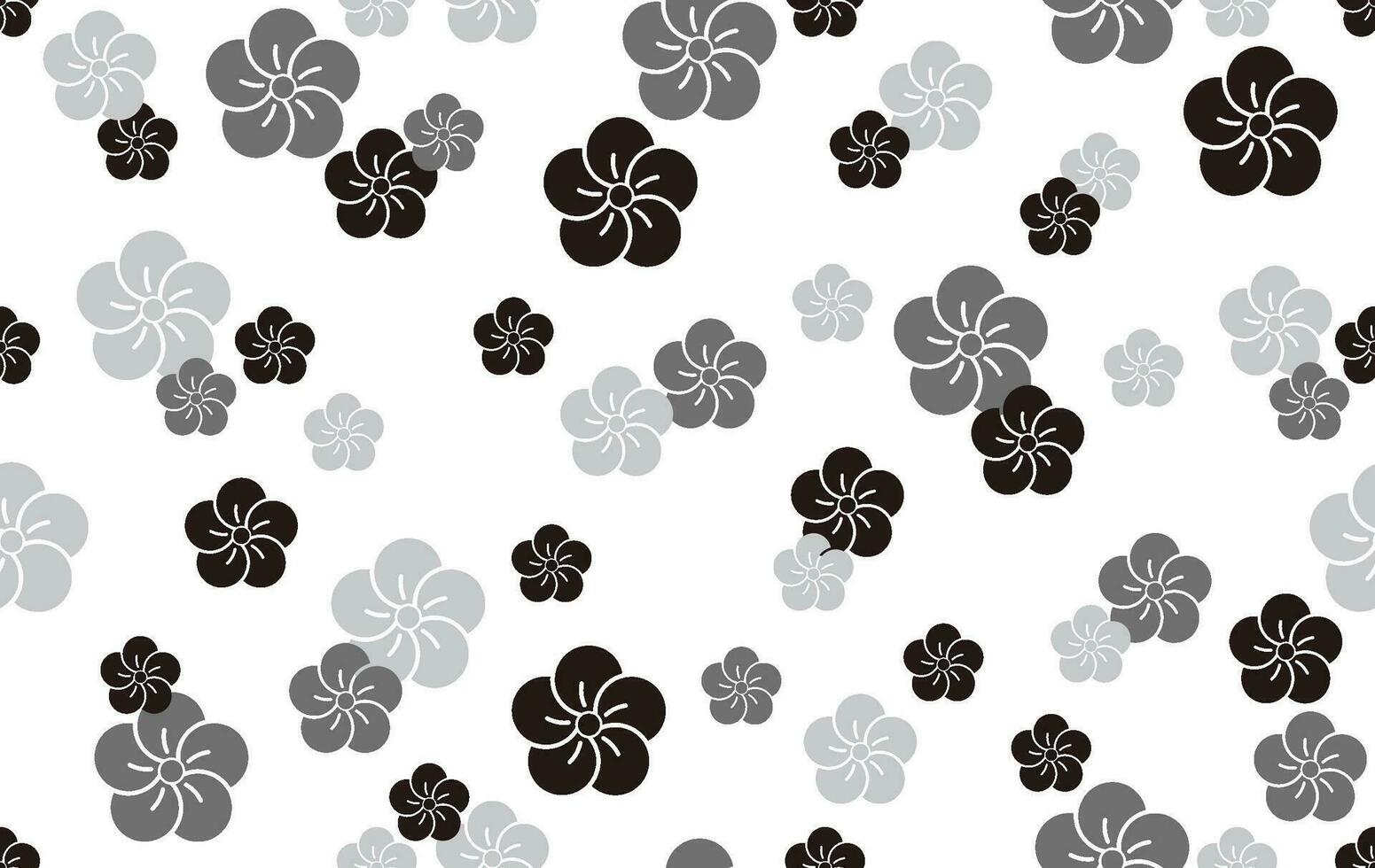 naadloos patroon met Japans wijnoogst Pruim bloem symbolen, vector illustratie. horizontaal en verticaal herhaalbaar.