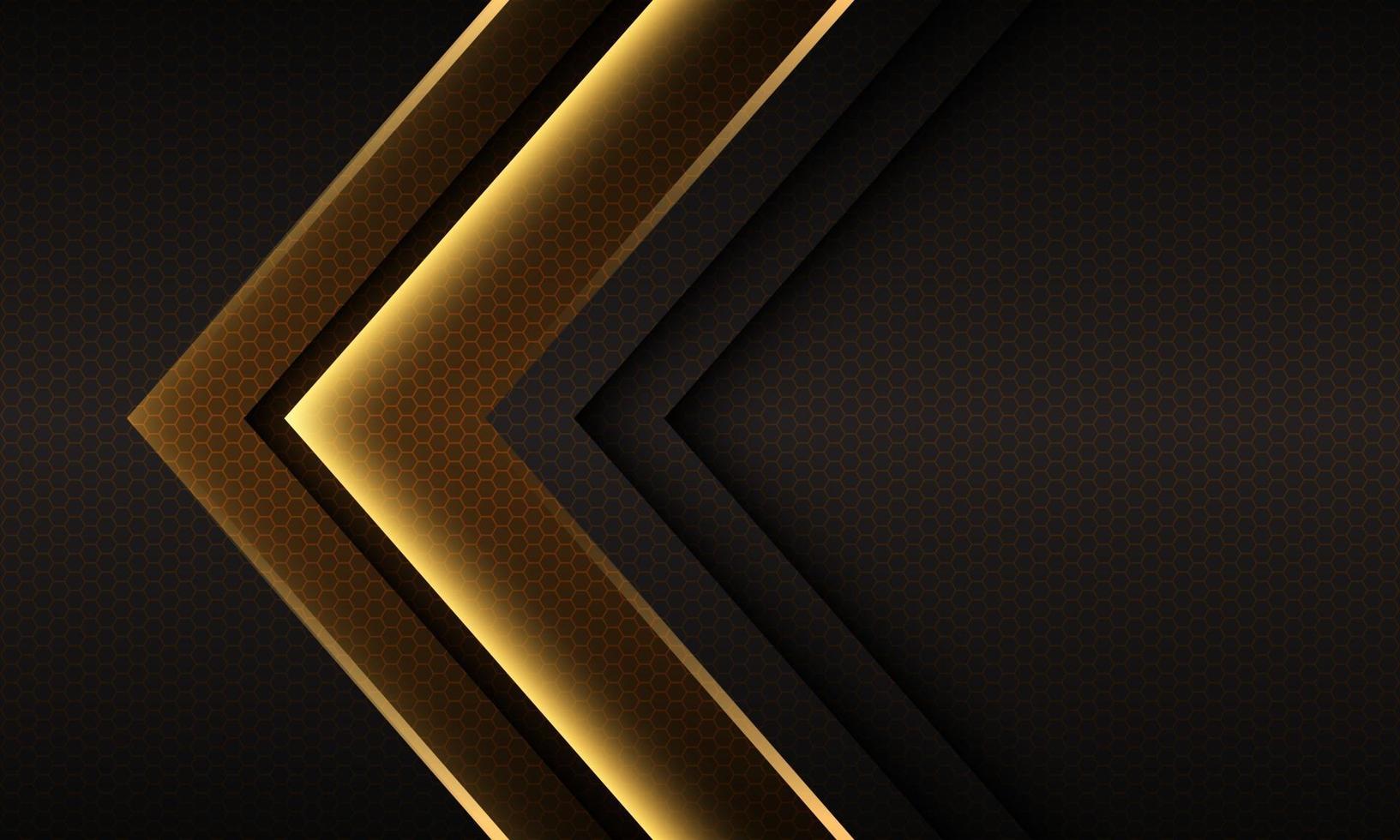 abstract goud licht pijl richting zeshoek mesh ontwerp futuristisch vector